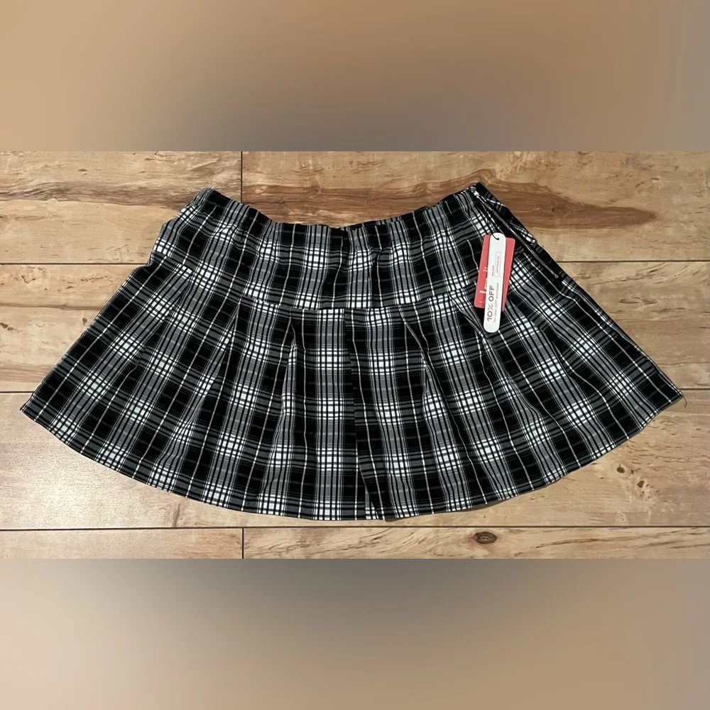 NEW 2 XL ROMWE PUNK Plus Tartan Buckled Detail Pleated Skirt - Picture 5 of 8